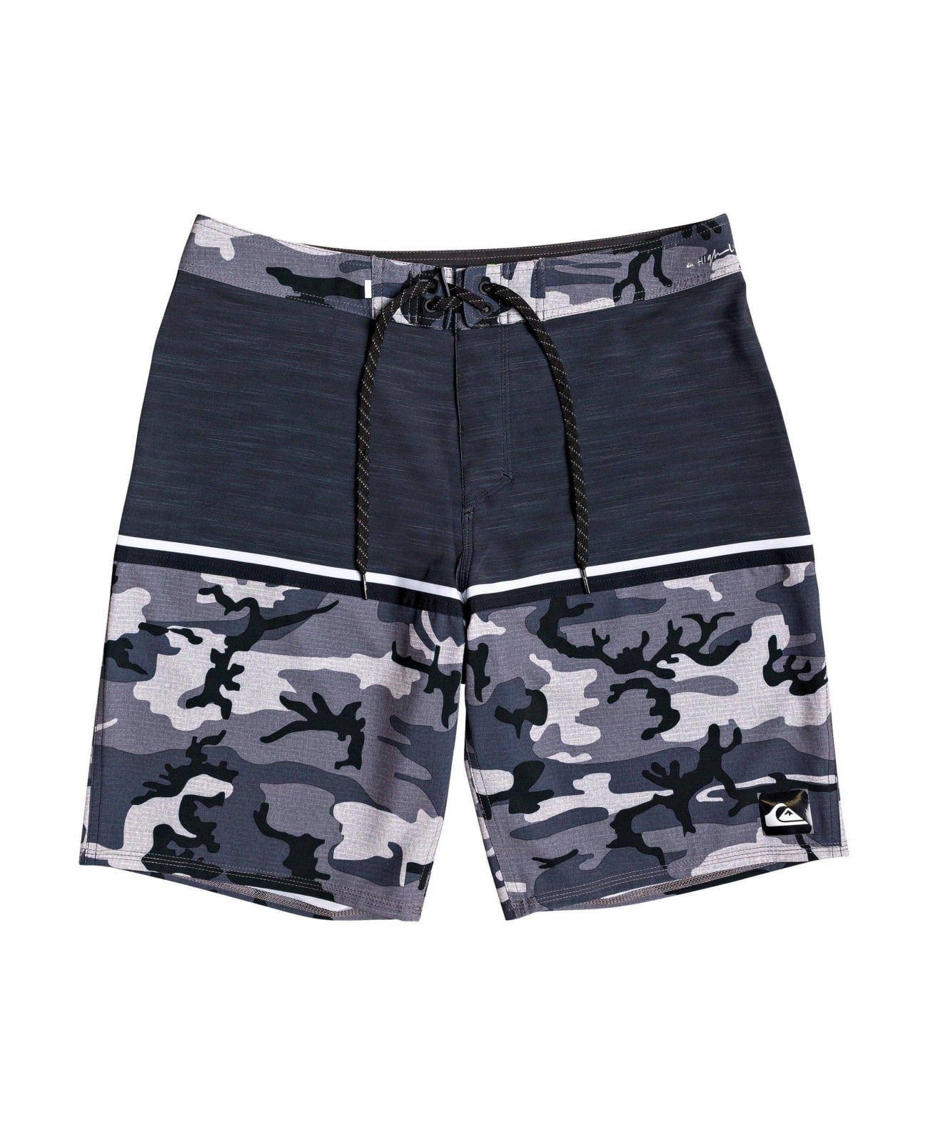 Camouflage in Black&White Mens Swim Trunks Board Shorts 