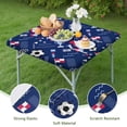 thumbnail image 4 of Blue Soccer Elements Pattern Square Fitted Tablecloth with Elastic Edge,Square Table Cover,Washable Elastic Table Cover for Home Kitchen Party Decor 34"x34", 4 of 6