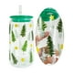 thumbnail image 2 of Navidad a cuadros sombreros de Papá Noel medias árboles de muñeco de nieve Taza de vidrio transparente de café con impresión uv de borosilicato para café helado, refrescos, 2 of 4