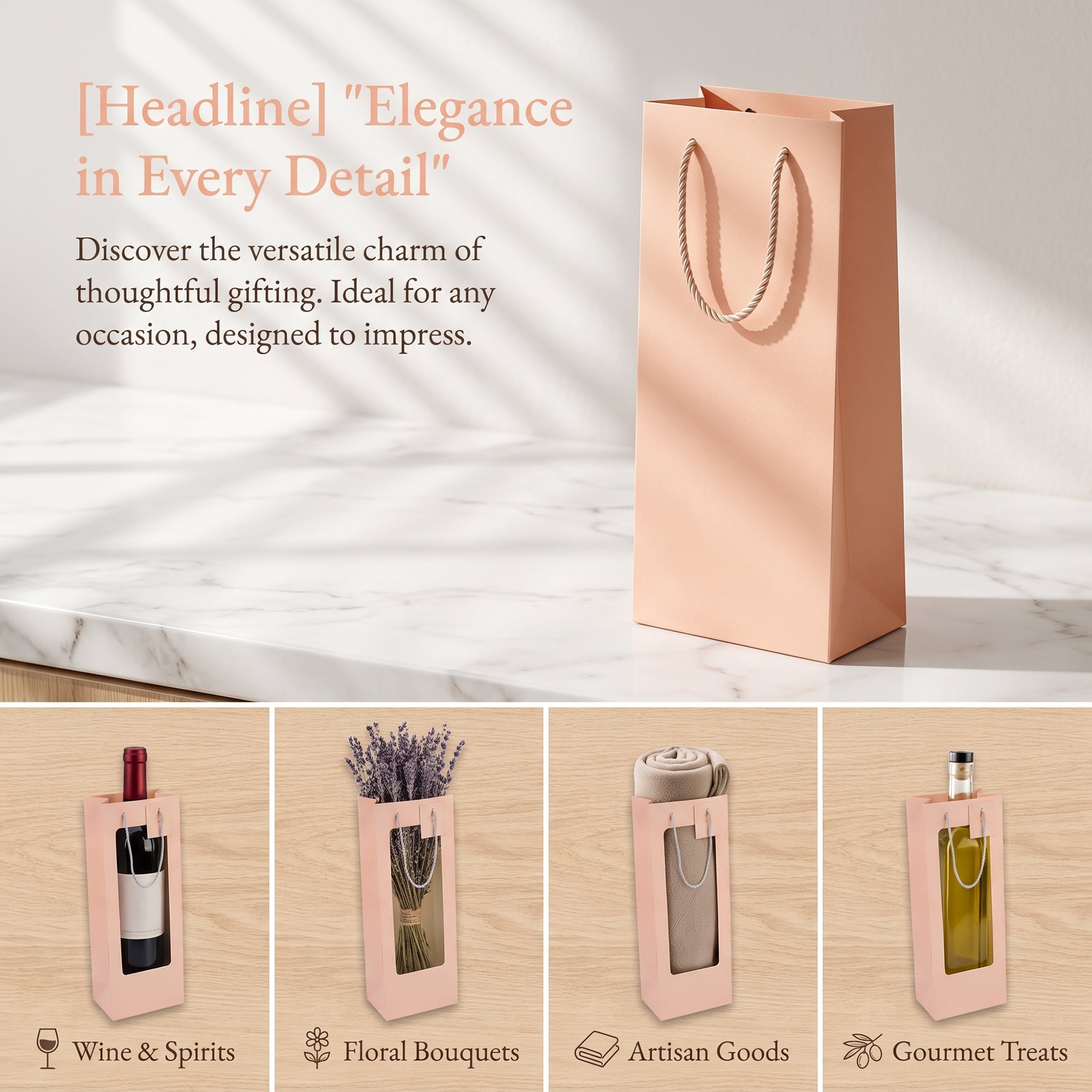 Unique Bargains Gift Bags with Handles to Elevate Gifting Pink 4.9" x 3.3" x 14.2"