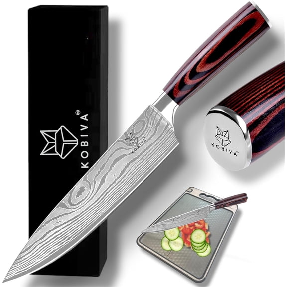 8 Inch Damascus Japanese Chef's Knife – High Carbon Stainless Steel Gyuto, Sharp Kitchen Knife for Meat, Vegetables & Fish, Ergonomic Handle, Gift Ready