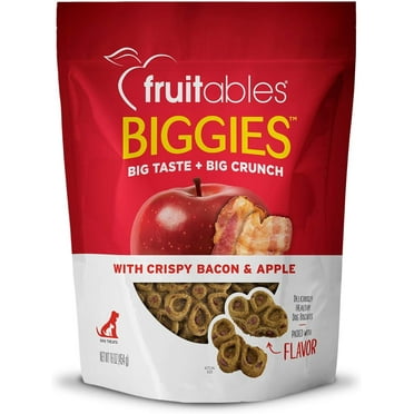 Fruitables Biggies Dog Biscuits - Crispy Bacon & Apple - Dry Biscuit - 16oz