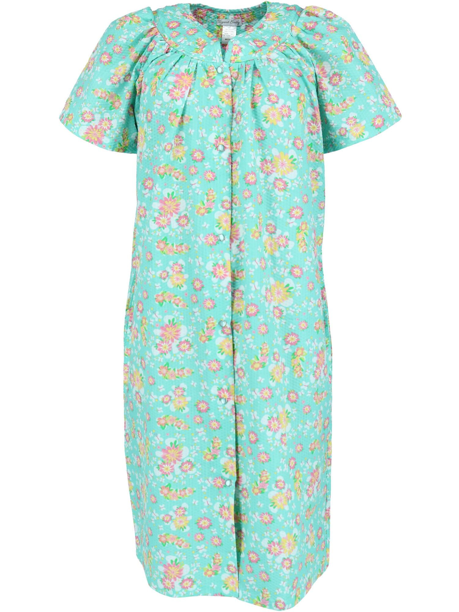 Elegant Emily Elegant Emily Short Sleeve Printed Snap Front Duster Robe (Women's) Walmart