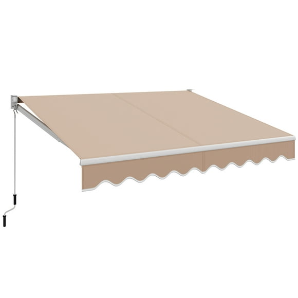 Gymax 10' x 8.2' Retractable Awning Sunshade Shelter Manual Crank Handle Beige