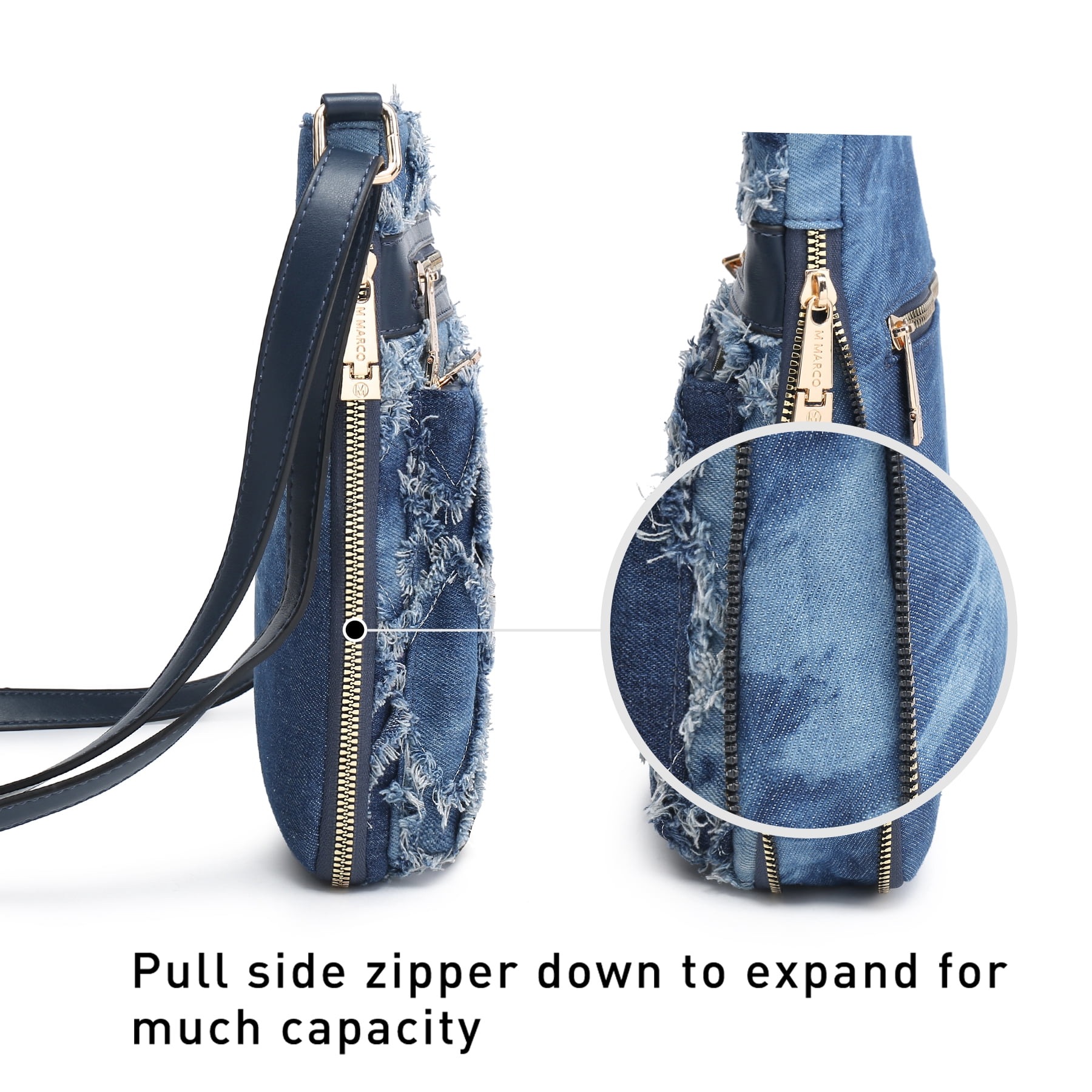MKP COLLECTION Crossbody Bags Purses for Women Trendy Multi Pockets Monogram Zip Shoulder Bags Ladies PU Leather Handbag