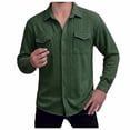 thumbnail image 5 of DPTALR Men's Casual Solid Color Turndown Collar Long Sleeve Shirt with Pockets,Green,Big and Tall Men XXL, 5 of 6