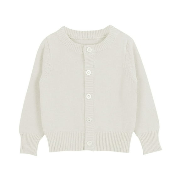 XXWXYD Kids Basic Knit Cardigan Single Breasted Long Sleeve Jacket Neutral Tone Layering Piece for School Uniform