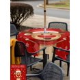thumbnail image 4 of Outdoor Tablecloth with Umbrella Hole and Zipper, Merry Christmas Square Table Cloth 54x54 Inch Waterproof Tablecloth, Red Winter Xmas Cartoon Deer Snowflake Picnic Table Cover for Patio Camping, 4 of 7