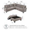 thumbnail image 6 of Stockton 99W L Shaped Sectional Couch with Ottoman in Beige Herringbone Fabric, 6 of 7