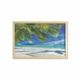 thumbnail image 1 of Beach Wall Art with Frame, Hammock on the Sandy Beach Between Palm Coconut Overlooking Sea Nature Art, Printed Fabric Poster for Bathroom Living Room, 35" x 23", Cream Navy Green, by Ambesonne, 1 of 2