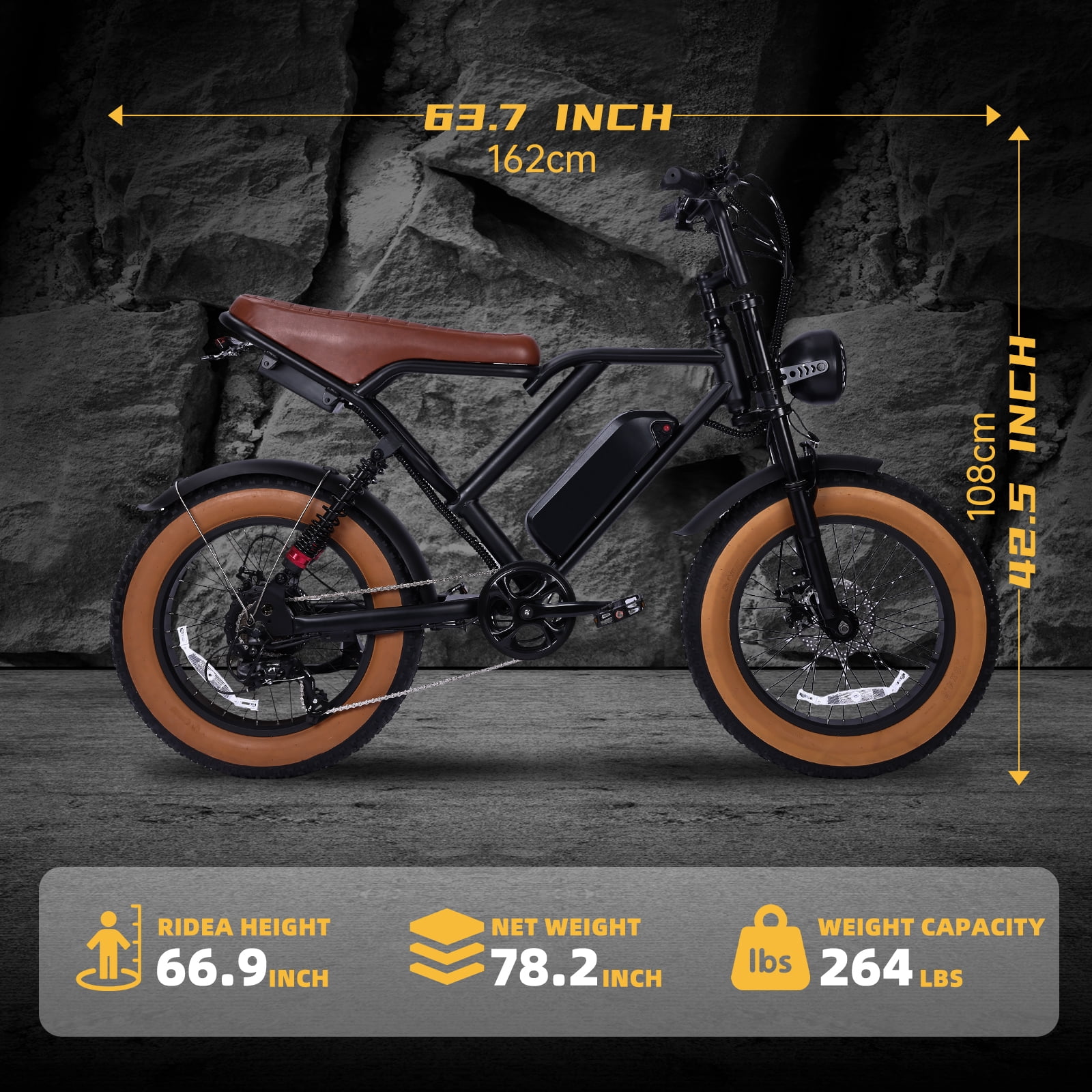 UL2849 Electric Bike for Adults - Peak 2000W Motor, 20"x4" Fat Tire,48V/25AH, Full Suspension, 7-Speed