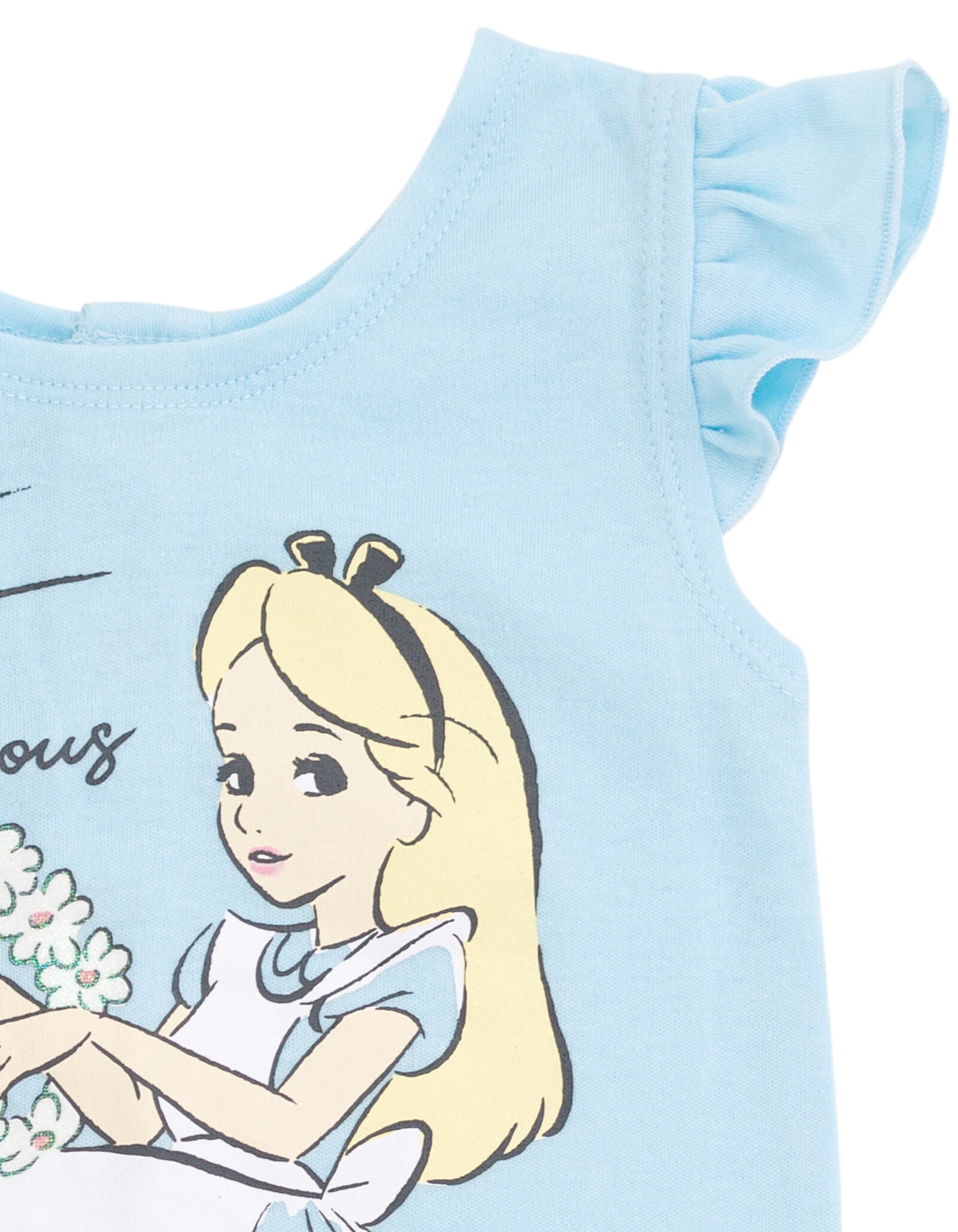 Disney Alice in Wonderland Baby Girls' 2-Piece Sleeveless Romper and Headband Set Alice Light Blue
