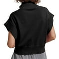 thumbnail image 4 of Short Sleeved Women Stand Collar Half Zipper Casual Knit Vest Tops, 4 of 5