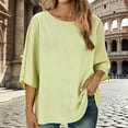 thumbnail image 2 of Women’s Capris Sleeve T-Shirt Loose Round Neck Pullover Tops Summer Casual Comfy Tees, 2 of 8
