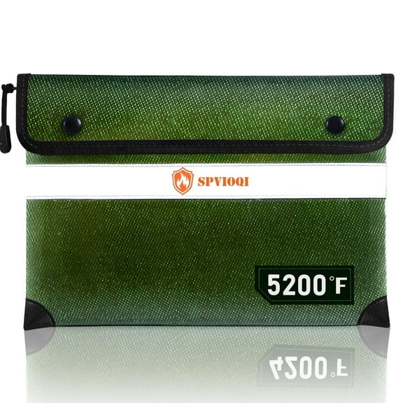 Fireproof Document Bag 5200°F with Heat Insulated, Fireproof Money Bag for Cash with Zipper and Reflective Strip, Fireproof Safe Storage Pouch for Valuables