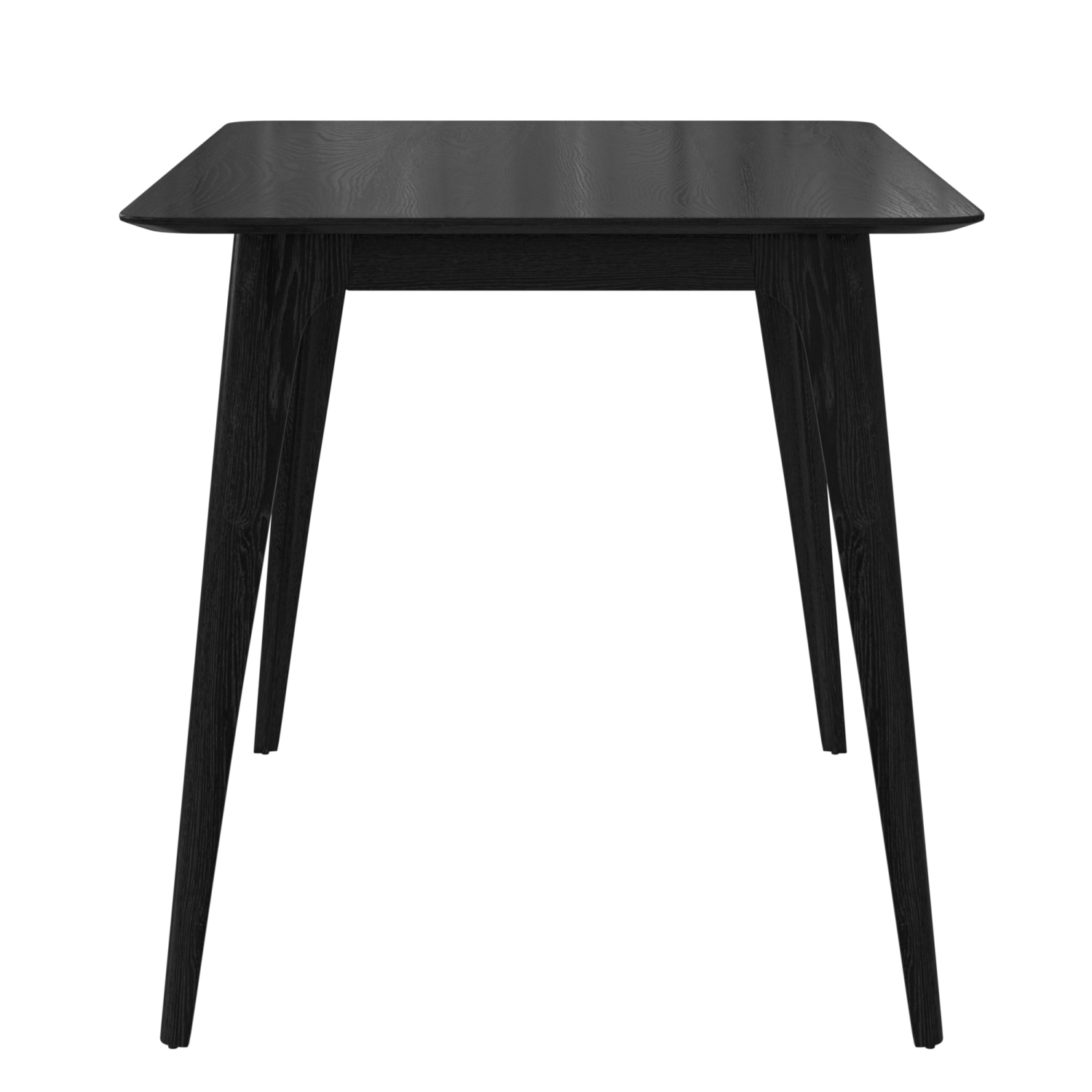 Lisonu Mid-Century Modern Dining Table, 47" Black Kitchen Table with Solid Rubberwood Legs for Small Spaces, Rectangular Faux Wood Top