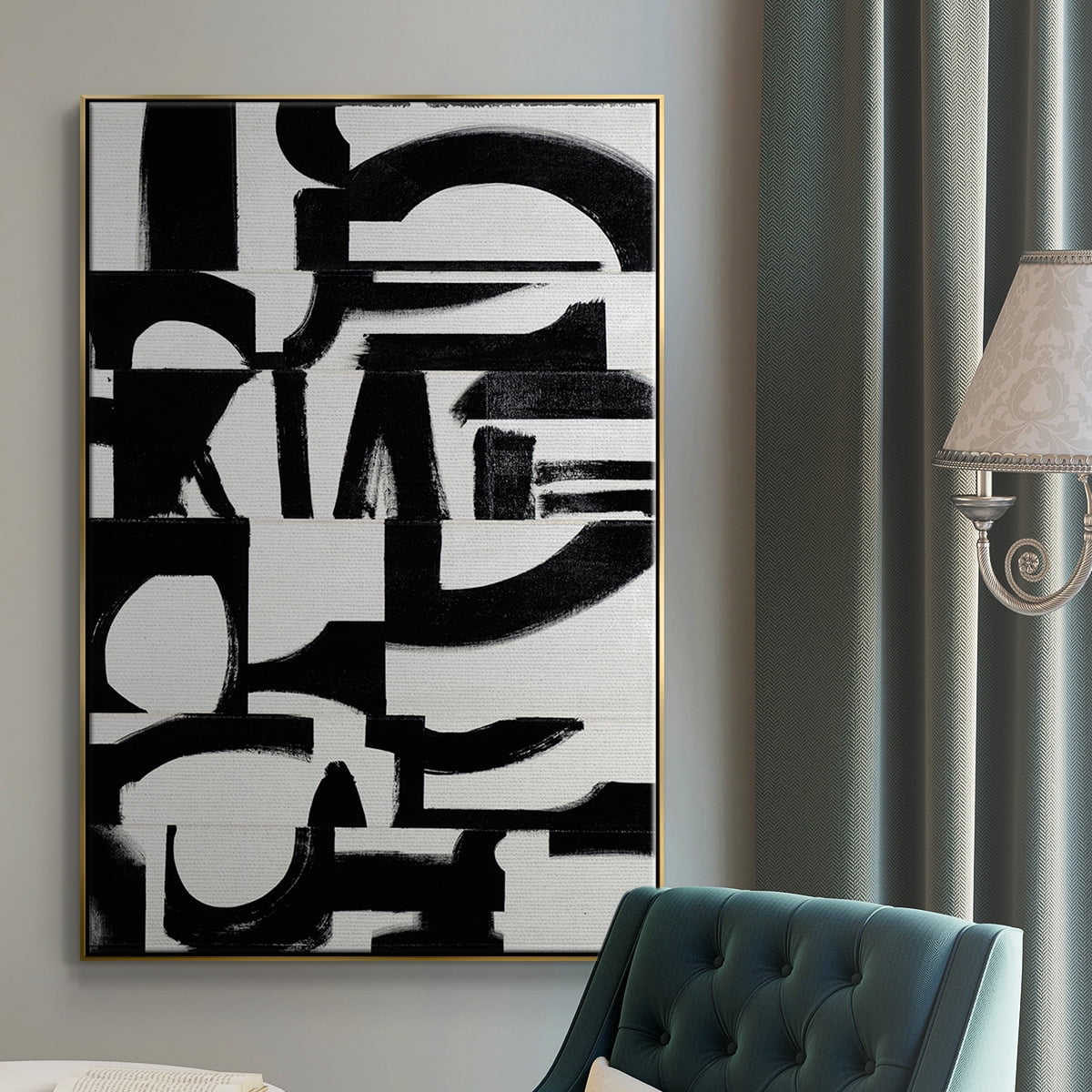Prosperous Elements V10 Framed Premium Gallery Wrapped Canvas - Ready to Hang - 25 x 37 - Gold Floating Frame
