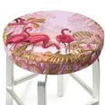 thumbnail image 3 of Picia Flamingos In The Tropical Forest Pattern Round Stool Covers Comfy Seat Covers Stretch Removable Washable Chair Slipcover Round Bar Chair Cushion Cover-12 inch, 3 of 7
