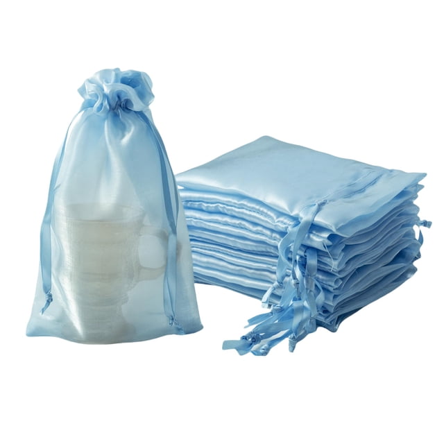 Bolsas de Organza Azules QIANF para Envolver Regalos, 20 unidades, 15x23 cm