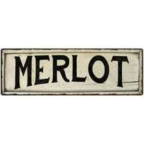 MERLOT Farmhouse Style Wood Look Sign Gift 6x18 Metal Decor 106180028225