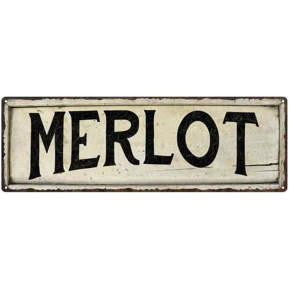 MERLOT Farmhouse Style Wood Look Sign Gift 6x18 Metal Decor 106180028225