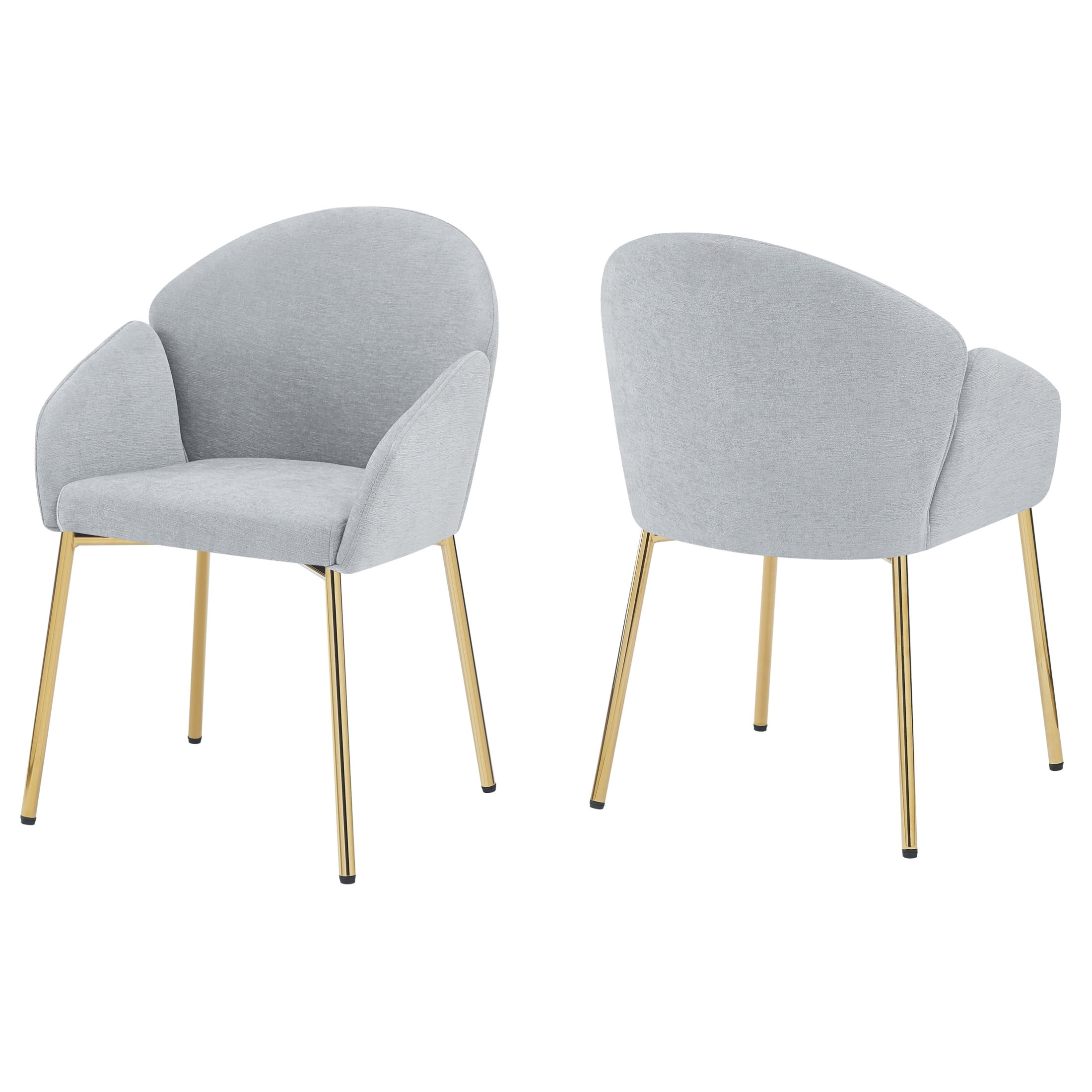 Set of 2 Grey Polyester Round Back Dining Chairs