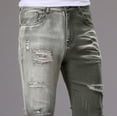 thumbnail image 5 of Blmnix Ripped Jeans Trousers for Men Cargo Skinny Jeans Slim Fit Low Waisted Sweatpants Slim-Leg Long Green Mens Pants Casual,S, 5 of 9