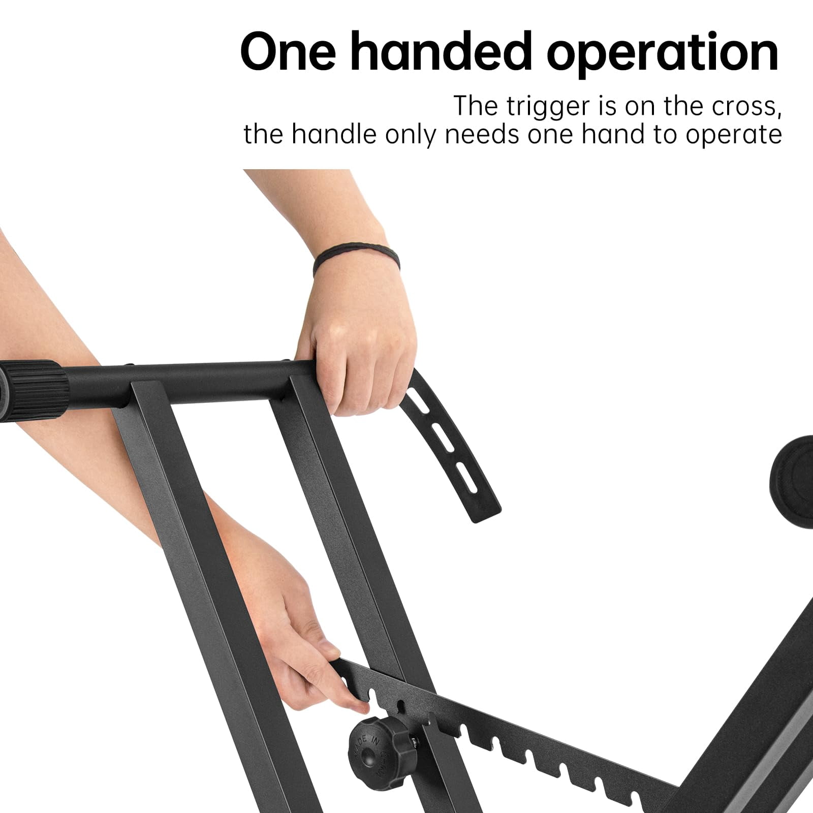 Double X Keyboard Stand - Adjustable Height 20.47-36.6 Inches  Width 15.75-34.5 With Locking Straps 132 Lbs Load Capacity Compatible Keyboards From 61 To 88 Keys