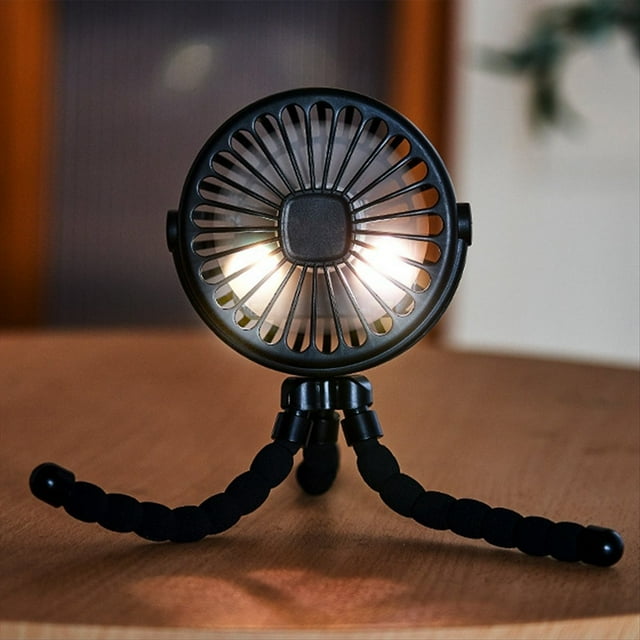 Mini Ventilador Silencioso, Recargable por USB, Portátil, Rosa, 3 Velocidades, Ajustable, con Función de Iluminación, para Asiento de Coche, Cochecito