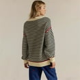 thumbnail image 4 of Women's Long Sleeve Crewneck Casual Loose Pullover Sweater Jumper Tops Stripe Knitted Sweater Fall Winter Outfits, 4 of 8