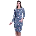 thumbnail image 1 of Moomaya Printed Full Sleeve Bodycon Dress for Women Scoop Neck Side Slit Casual Clothing, 1 of 8