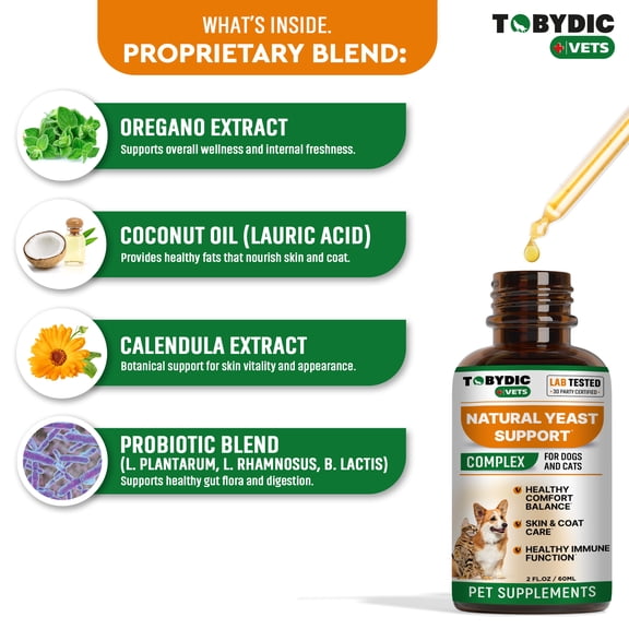 Natural Yeast Support for Dogs – Soothing Herbal Drops for Itchy Skin, Ears & Seasonal Sensitivities – Helps Calm Discomfort & Support Skin Balance – Liquid Supplement