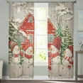 thumbnail image 3 of Grey Snowman Christmas Semi Sheer Curtains 63 Inch Length 2 Panels Set, Farmhouse Tree Xmas Sheer Kitchen Curtain Privacy Voile Window Curtain for Living Room Bedroom Rod Pocket Drapes, 3 of 7