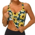 thumbnail image 4 of Xecao Sunflowers for Sports Bra with Removable Pads, Crop Tank Top Design, Women's Longline Sports Bra - Non-Wired - Medium, 4 of 9