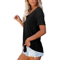 thumbnail image 3 of Camisetas de mujer con cuello en V de manga corta de verano Tops sueltos Xemadio WRHS-160-4, 3 of 5