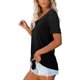 thumbnail image 3 of Camisetas de mujer con cuello en V de manga corta de verano Tops sueltos Ormromra WRHS-160-1, 3 of 5