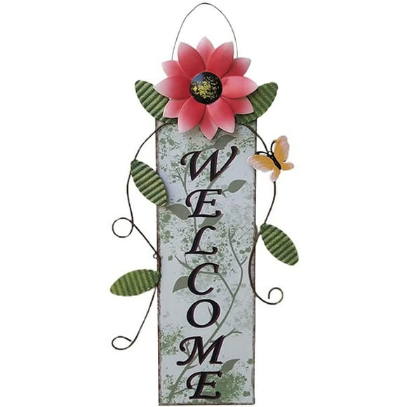 Bienvenida Arte De Metal Girasol Letrero De Bienvenida Decoraciones De Cercas Colgantes De Hierro Forjado Para El Porche De La Puerta Delantera Yuarrent HA040728-01