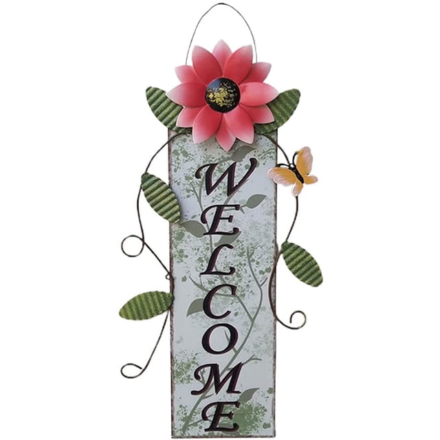 Bienvenida Arte De Metal Girasol Letrero De Bienvenida Decoraciones De Cercas Colgantes De Hierro Forjado Para El Porche De La Puerta Delantera Yuarrent HA040728-01