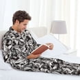 thumbnail image 6 of Honeii Lilies Flowers Pattern Mens Pajamas Set,2pcs Men's Lounge Long Sleeve Sleep Shirt and Pajama Bottoms Sleepwear Set,Mens Pjs Sets-Large, 6 of 7