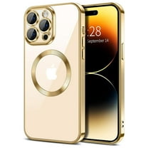 DeCase Slim Fit Case for iPhone 15 Pro Crystal Clear MagSafe Magnetic Plating, Fashionable Lightweight Design, Shockproof Protection, Only Compatible with iPhone 15 Pro, Gold