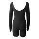 thumbnail image 3 of Gibobby Conjunto de yoga para mujer de yoga para mujer, monos deportivos de manga larga acanalados con cuello cuadrado(Negro,CH), 3 of 4