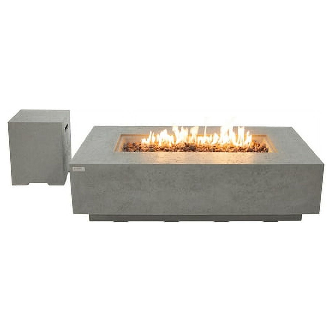 AMS Fireplace - Madison 60" Rectangular Natural Gas Fire Pit Table -Light Gray