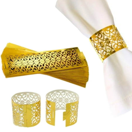 

Yesbay 50Pcs Napkin Ring Decorative Bendable Eco-friendly Hollow-out Design Towel Holder Home Decor