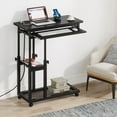 thumbnail image 4 of Tribesigns Small Mobile Computer Desk, Portable Adjustable Height Desk with Power Outlets and Storage Shelves for Home Office, Black, 4 of 10