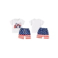 thumbnail image 2 of Lairauiy 0-3 Y Toddler Boy 4th of July Outfit Letter Gesture Print Short Sleeve Tops with StarStripe Shorts for Summer, 2 of 9