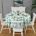 thumbnail image 2 of Green Christmas Tree Pattern Round Tablecloth 60"x60",Wrinkle Wipeable Table Cloth for Kitchen Dining Room Picnic Patio Party, 2 of 6