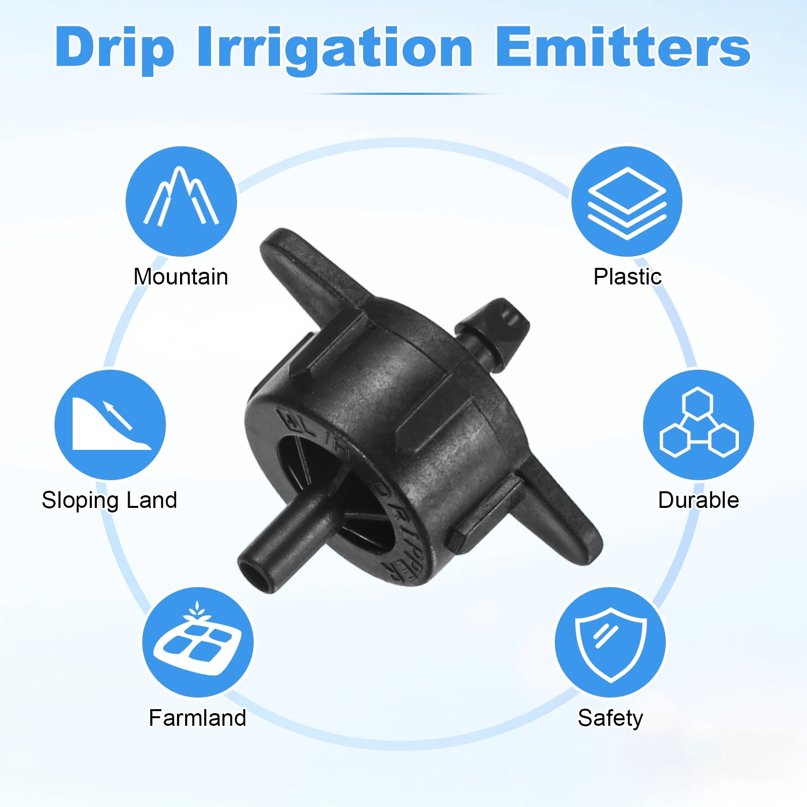 Uxcell 100-Pack Drip Irrigation Emitters, 1 GPH Plastic Irrigation Drippers for Garden Lawn Drip Irrigation System [Black]