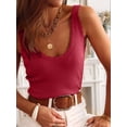 thumbnail image 4 of Womens V Neck Tank Tops 2025 Sleeveless Ribbed Knit Shirts Summer Casual Sweater Vest Red L, 4 of 7