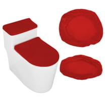 Toilet Lid Cover and Toilet Tank Cover Stretch Toilet Covers Set for Bathroom, Machine Washable, with Elastic Bottom, Red