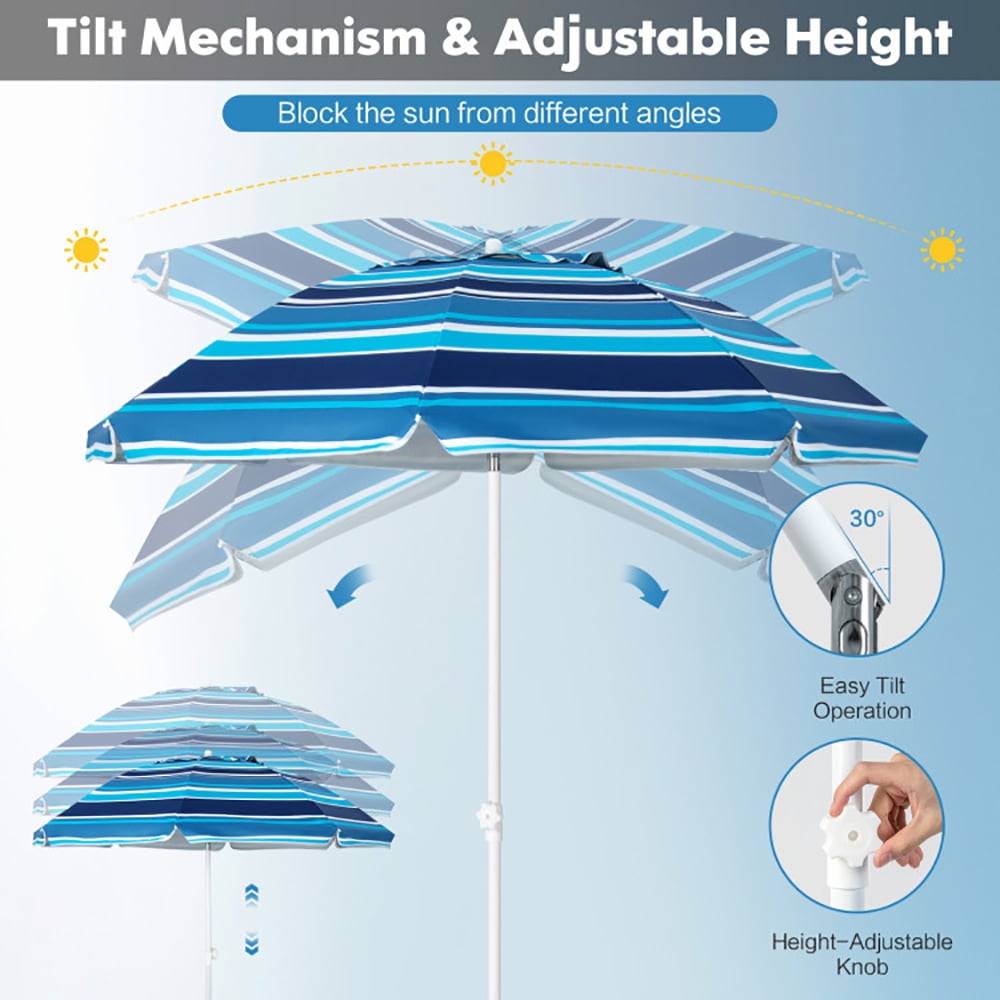 Aimee Lii 6.5 Feet Patio Beach Umbrella with Waterproof Polyester Fabric, Sunbrella Umbrella Outdoor Patio, Blue Aimee Lii 6.5 Feet Patio Beach Umbrella with Waterproof Polyester Fabric, Sunbrella Umbrella Outdoor Patio, Blue